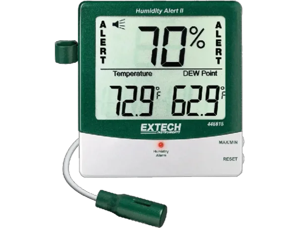 HUMIDITY ALERT, BIG DIGIT RH,TEMP,DEW POINT W/PROBE