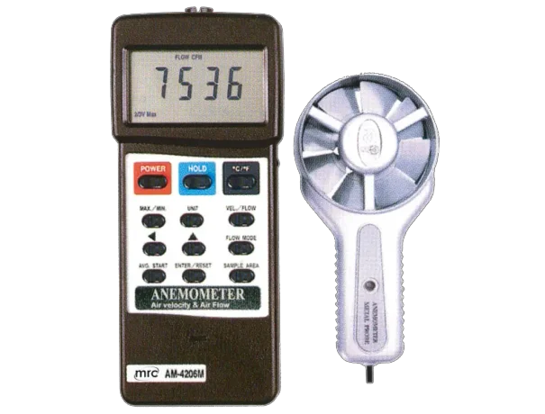 Anemometer With Air Flow & Air Velocity, Metal vane