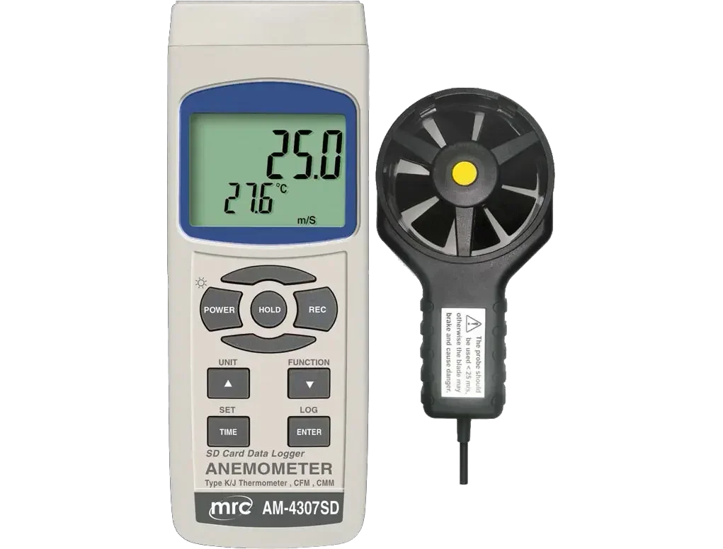 Anemometer+Type K/J Temp. Data logger