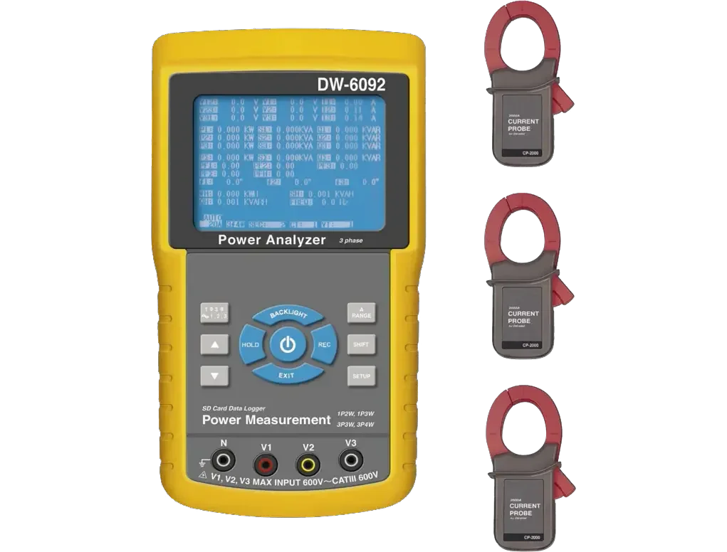 3 PHASE POWER ANALYZER ACA:0.1A to 2000A, ACV:10 to 600V 3