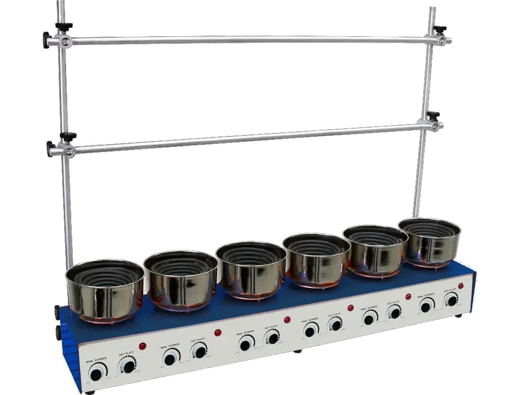 Serial heating unit +stirrer for six flasks 250 up to 1000ml