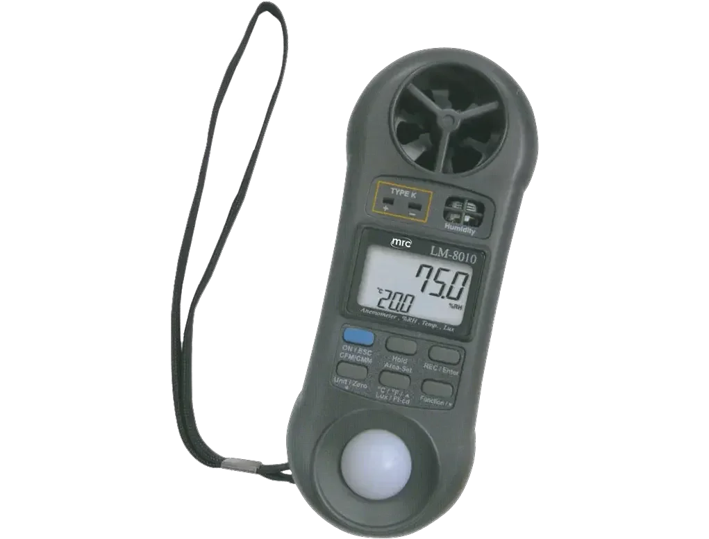 Anemometer, Air Flow, Humidity meter, Light meterType K Thermometer 3
