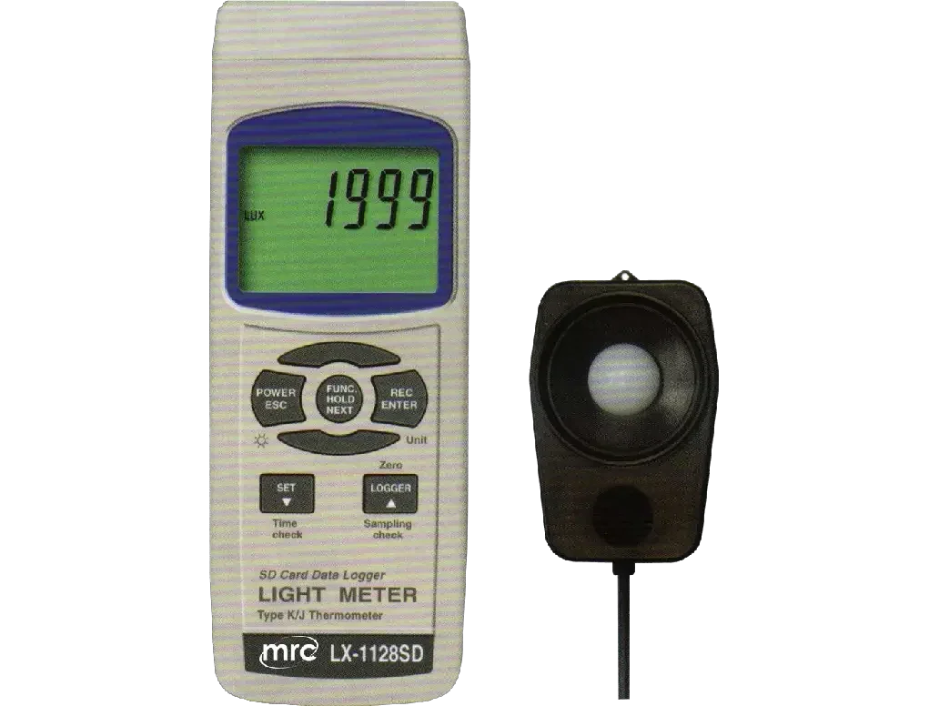 Light Meter up to 100,000 Lux, Type K/J Temp. Data logger