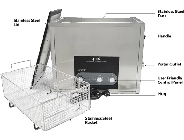 36 litre ultrasonic bath+heater basket and cover 3