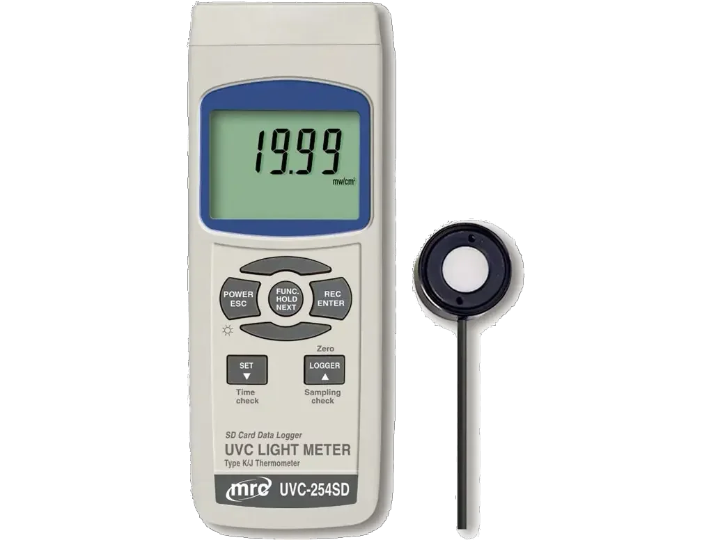 UVC Light Meter+DataLogger, type K/J thermometer
